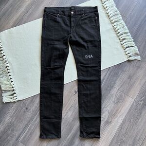 RtA Clayton Logo Embroidered Black Skinny Denim Pants